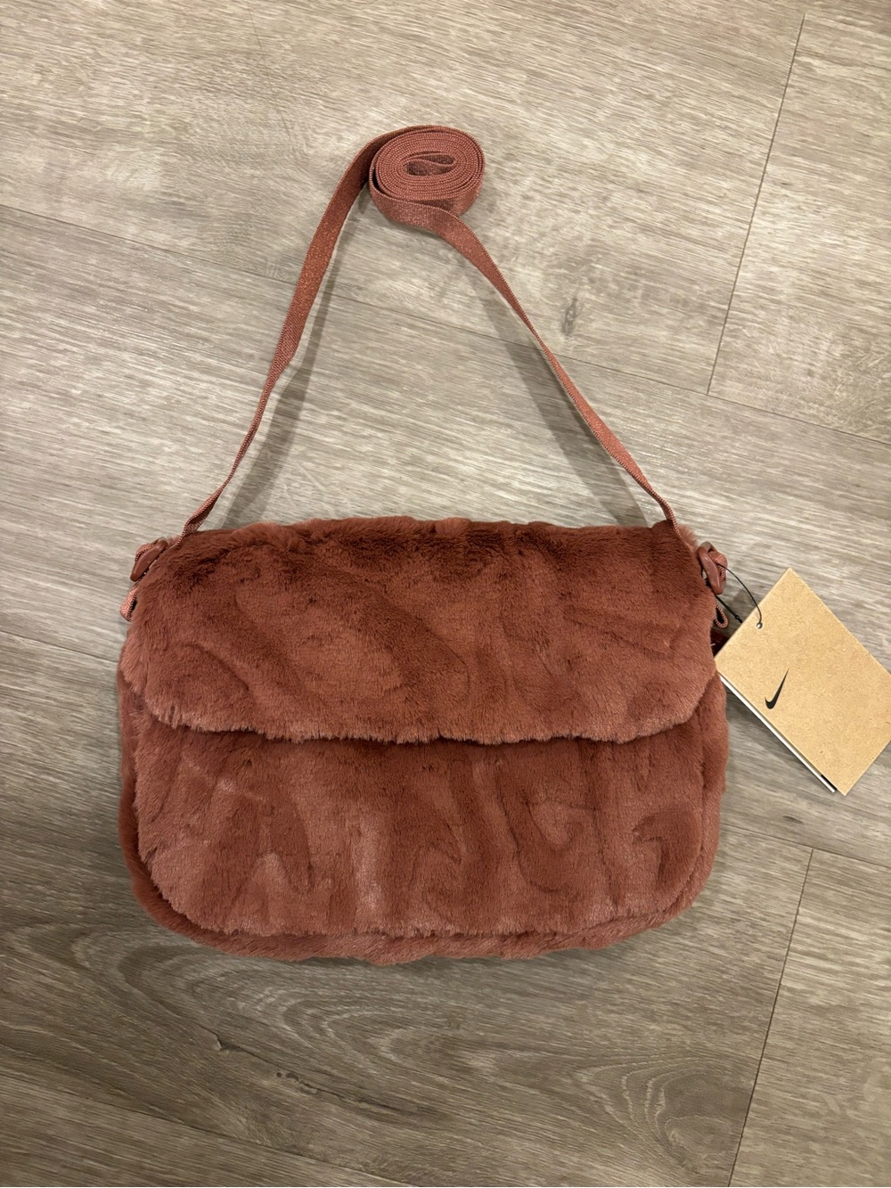 Nike Sportswear Futura 365 Crossbody Bag Brown Faux Fur SOLD OUT!